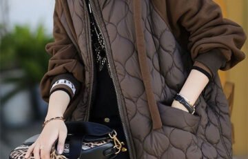 Hooded Stitching Thick Down Coat (1)