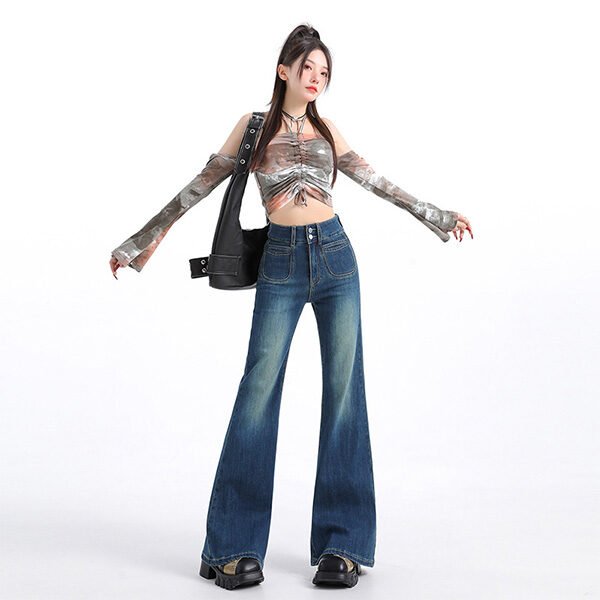 Loose American Style High-Waist Flared Pants