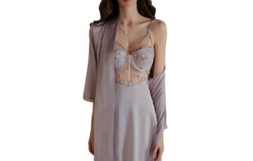 Sheer Mesh Push-Up Nightdress And Gown Set (1)