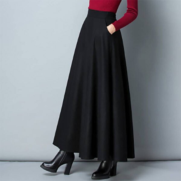 Womens Woolen Mid-Length Swing Skirt (1) Womens Woolen Mid-Length Swing Skirt