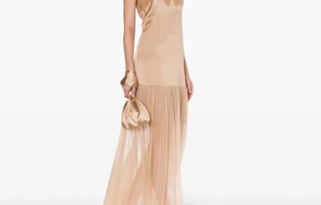 Alberta Ferretti Lace-Trimmed Satin Gown (1)