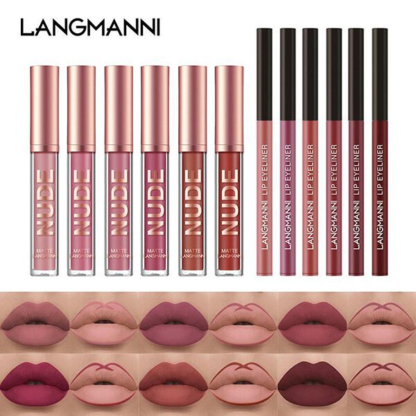 Langmanni Matte Lip Gloss And Liner Set (16) Langmanni Matte Lip Gloss And Liner Set
