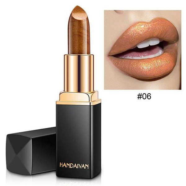Metallic Lipstick HANDAIYAN Pearl Gold with shimmer powder