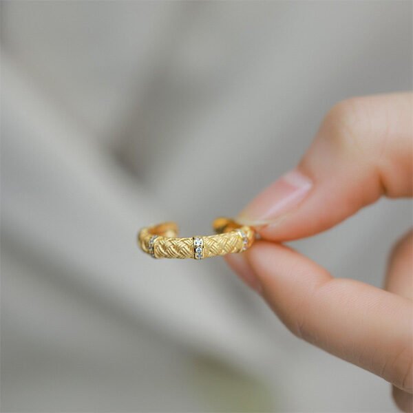S925 Gold-Plated Woven Open Ring