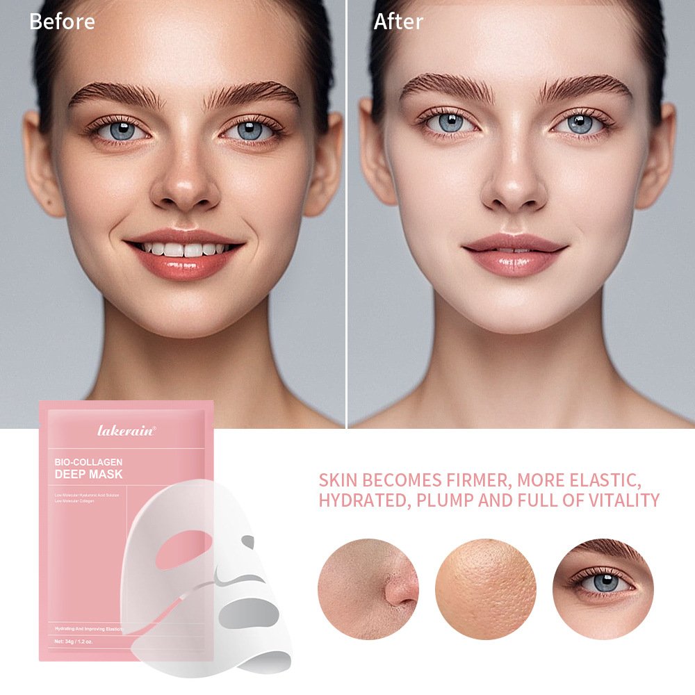 Bio Collagen Deep Mask before and after results - firmer hydrated plump skin by Lakerain