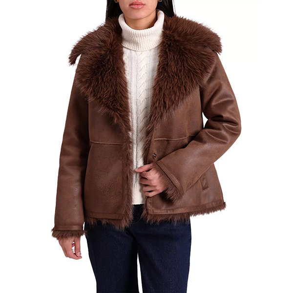 Bagatelle Faux Shearling Jacket in Java