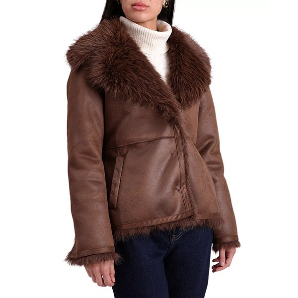 Bagatelle Faux Shearling Jacket in Java