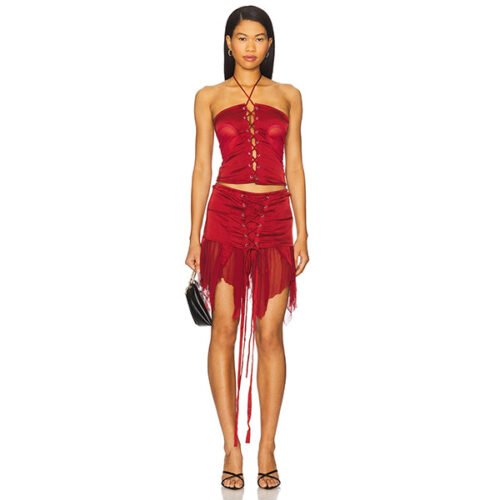 Metamorphosis Lace-Up Mini Skirt (1)