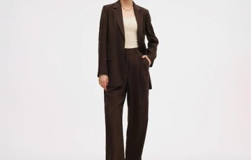Brown Linen Loose Fit Blazer (1)