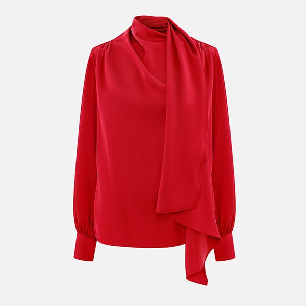 Lichi Puff Sleeve Blouse with Scarf