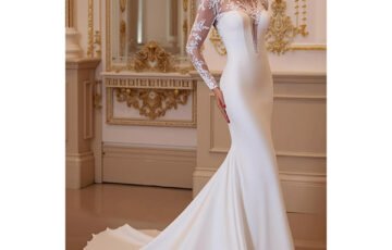 White Illusion Mermaid Wedding Dress (1)