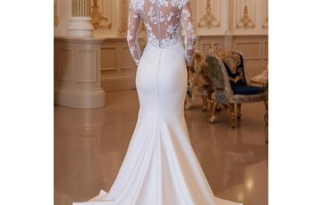 White Illusion Mermaid Wedding Dress (2)
