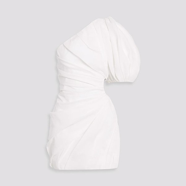 Chloe One-Shoulder Ramie Mini Dress (1)