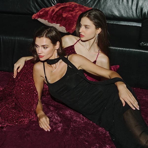 Rihoas Sequin Strap Black Maxi Dress (6)