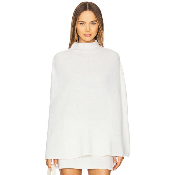 BUCI Ambrosia Knit Poncho in Marshmallow Cozy Luxury (1)