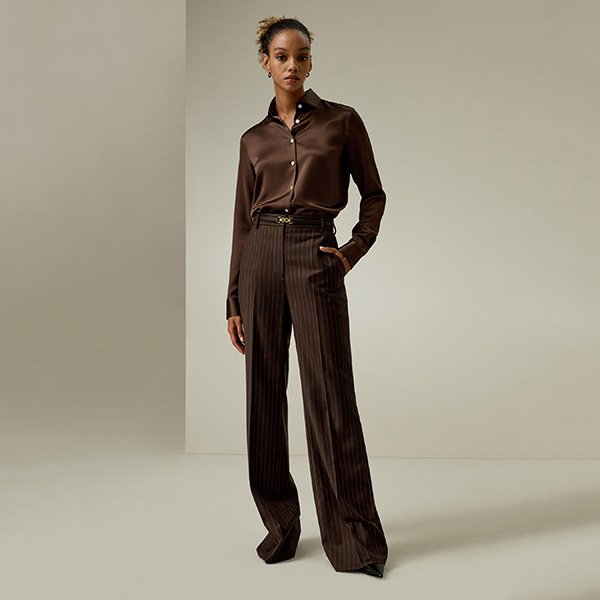 LILYSILK Pinstripe Pants High Rise Straight (1)