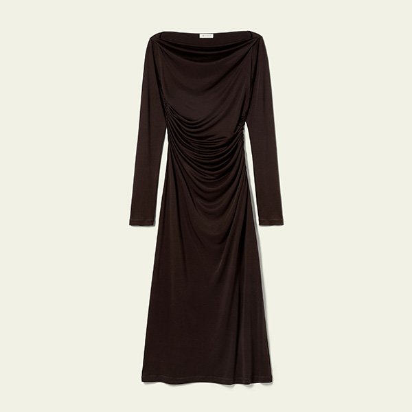 LILYSILK Silk Midi Dress Ruched Jersey Dress (2)