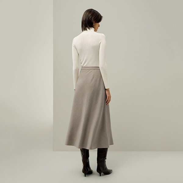 LILYSILK Silk Wool Skirt | A-Line Midi Skirt - Image 3