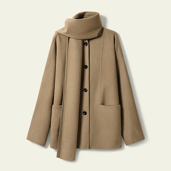 Lilysilk Wool Coat Oak | Silk Wool Coat