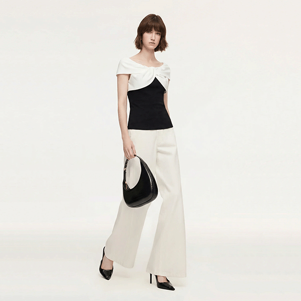 Goelia Knit Top with Bow Neck