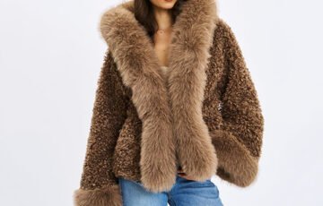 Miss Circle Faux Shearling Kali Coat in Brown (8)