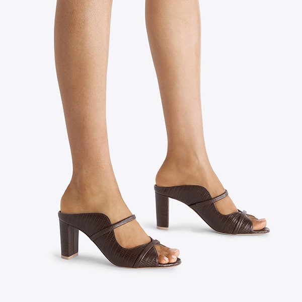 Norah 70 Sandals Dark Brown Embossed Leather (2)