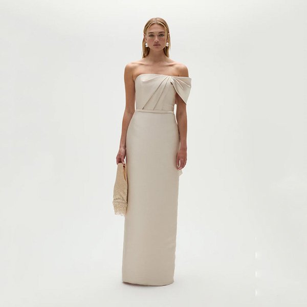 Amsale Mikado Bow Column Gown
