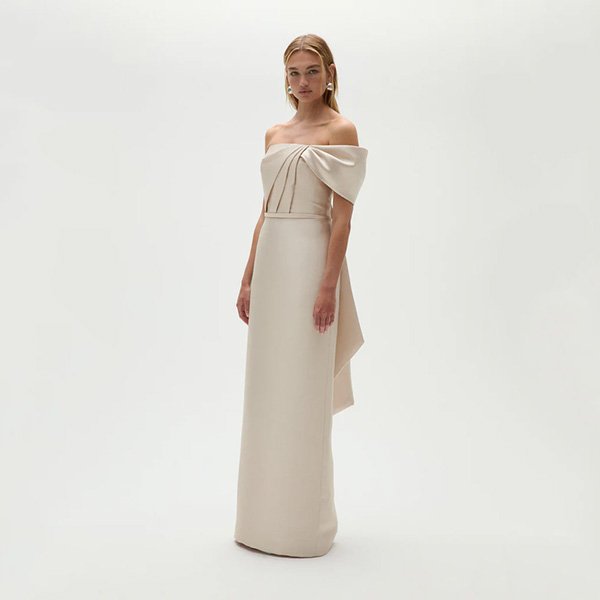 Amsale Mikado Bow Column Gown