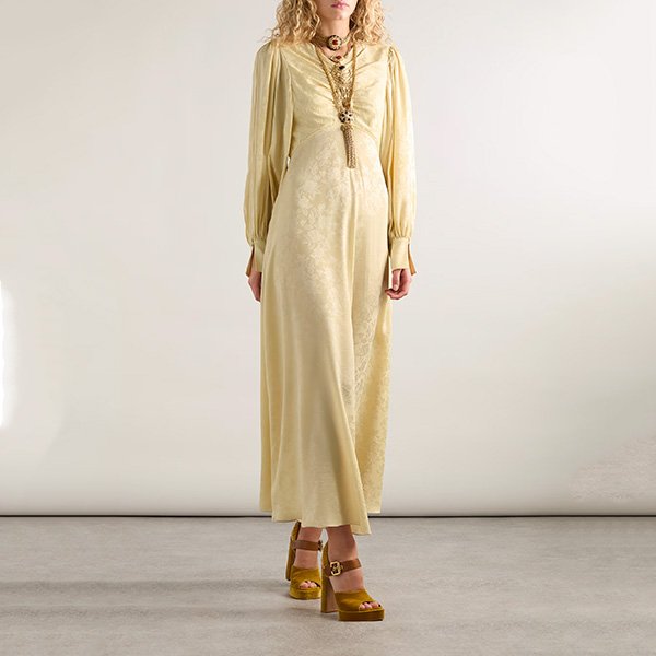 Chloe Floral-Jacquard Silk-Satin Midi Dress (1)