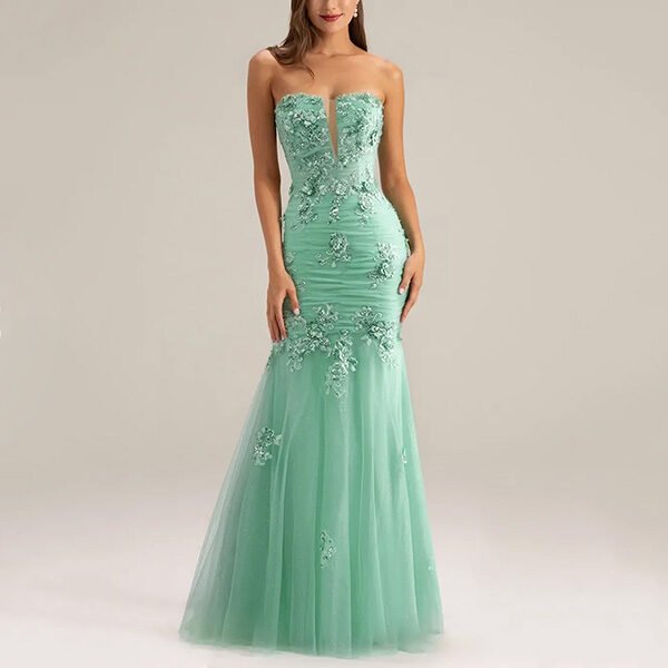 AW Caspar Gown Strapless Mermaid in Mint Green (1)