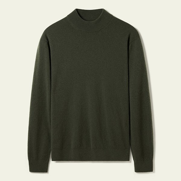 LILYSILK Cashmere Sweater Green Mock Neck (2)