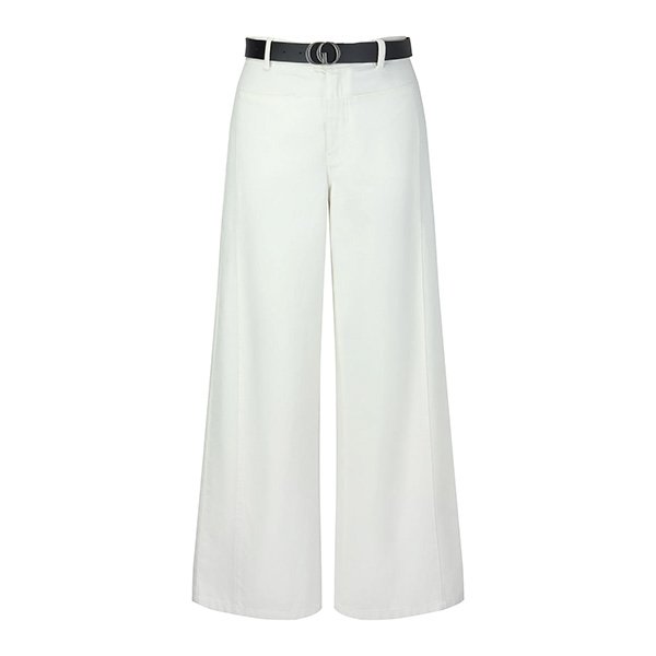 Goelia White Wide Leg Jeans with Belt