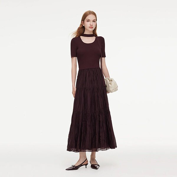 Maxi dress by Goelia1995 in Dark Burgundy featuring tiered lyocell blend