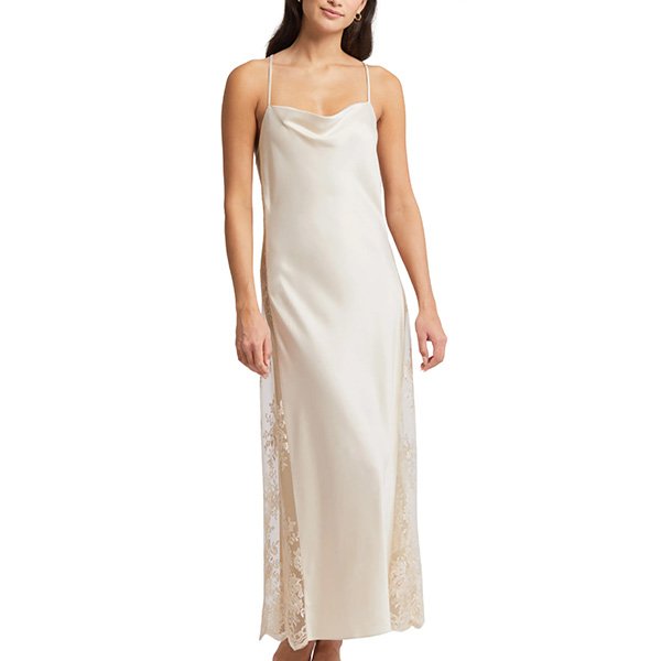 Rya Collection Darling nightgown with bias-cut satin and sheer lace panels