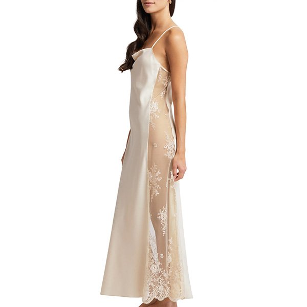 Rya Collection Darling nightgown with bias-cut satin and sheer lace panels
