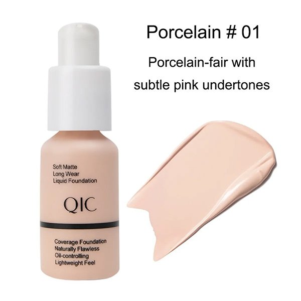Matte Liquid Foundation shade 101 Porcelain fairest swatch by QIC