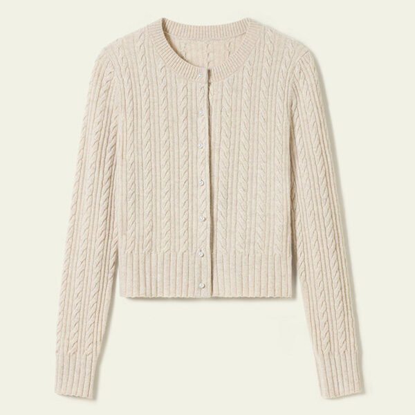 Cable Knit Cardigan - Baby Cashmere | LILYSILK