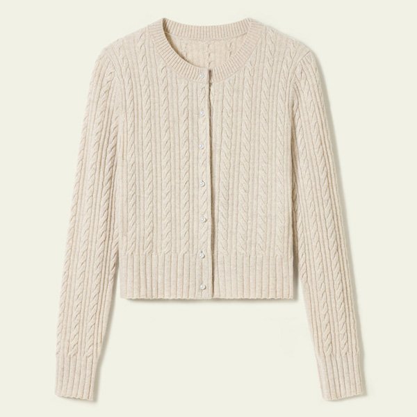 Cable Knit Cardigan - Baby Cashmere | LILYSILK