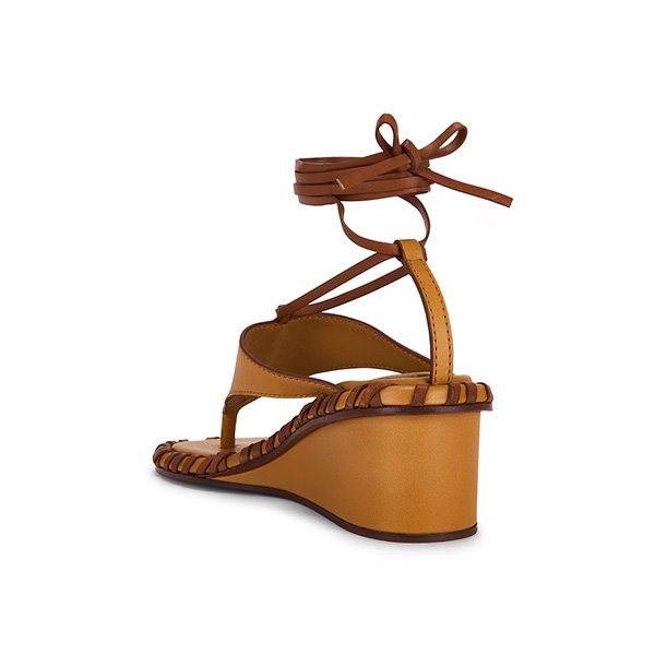 Zimmermann Alchemy wedge sandal in ochre with calf leather and irregular weaving