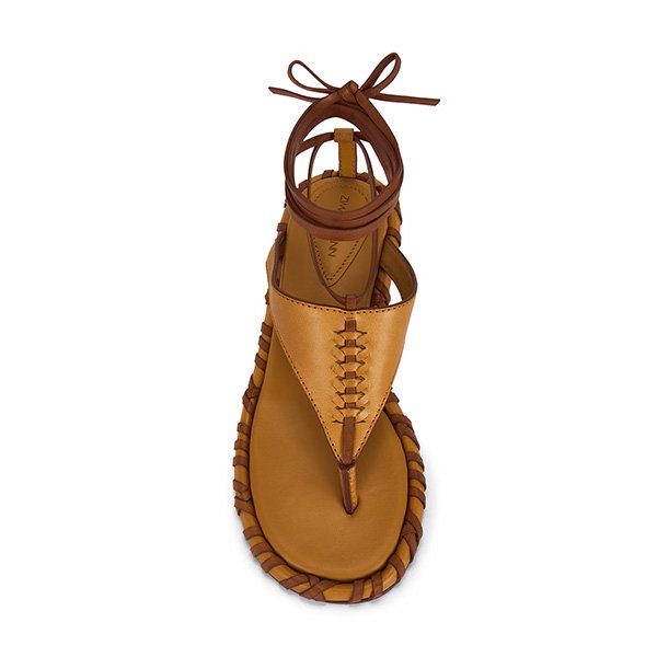 Zimmermann Alchemy wedge sandal in ochre with calf leather and irregular weaving
