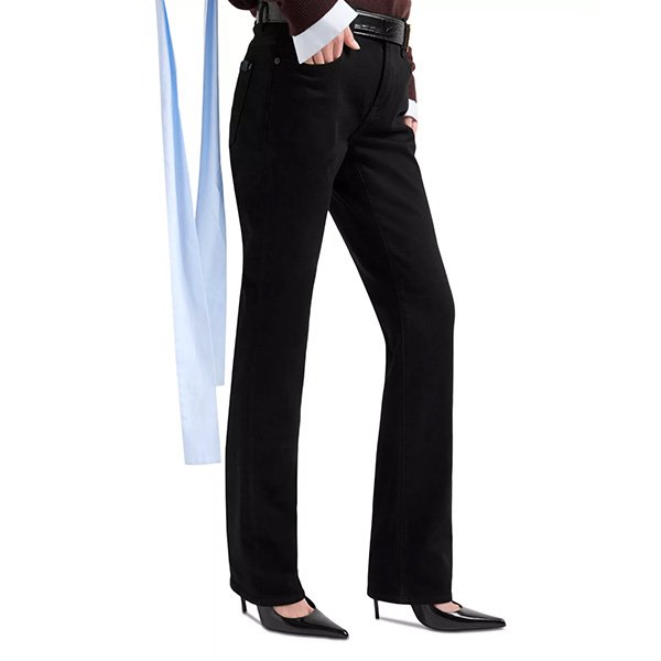 Black Jeans 7 For All Mankind Soho Night side profile showing 33 inch inseam and tapered slim fit
