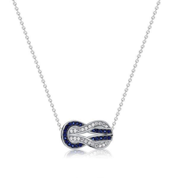 Infinity Necklace - Sapphire Two-Tone Silver