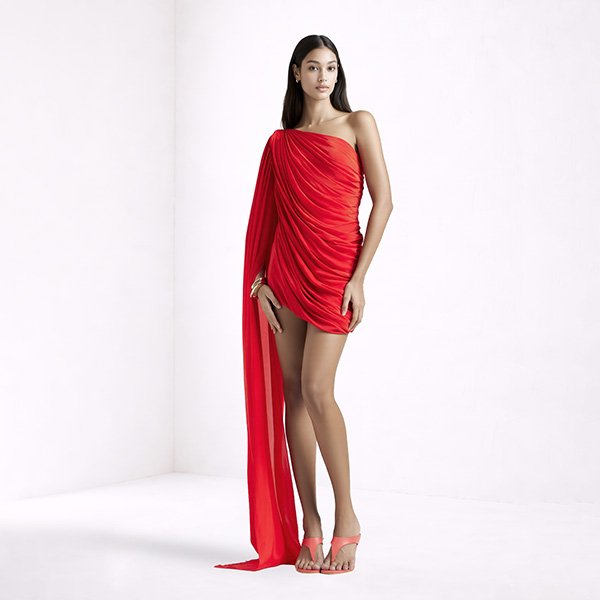 Deme Anna Dress | Hibiscus One Shoulder