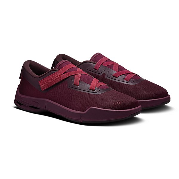 "On Running Cloudnova Moon women's shoe in Fig colorway from Zendaya collaboration, featuring elegant strap and sculpted sockliner design"