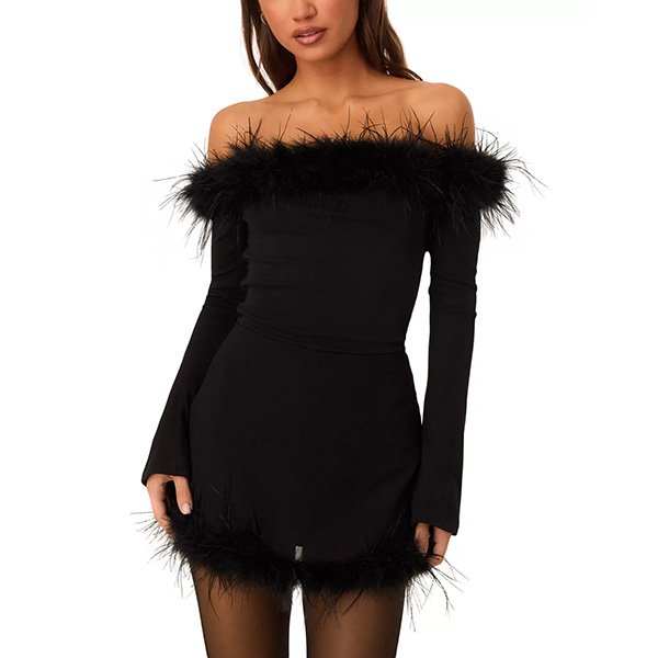 Feather Top - Penny Off Shoulder Black | SNDYS
