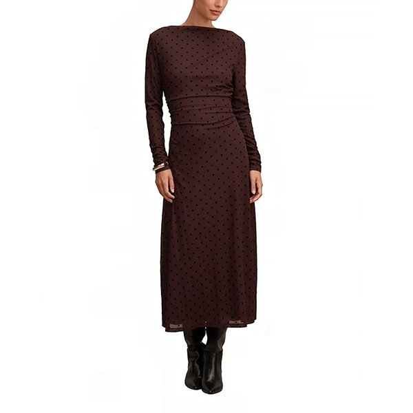 Midi Dress - Bonnie Spot Mesh Cocoa | Ever New