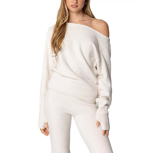 Oversized Sweater - Asymmetric Off Shoulder | Edikted