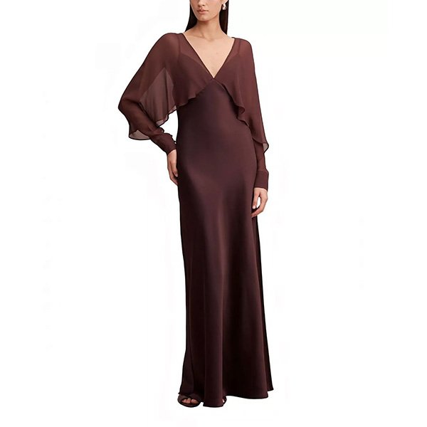 Maxi Dress - Electra Cape Sleeve Dark Chocolate