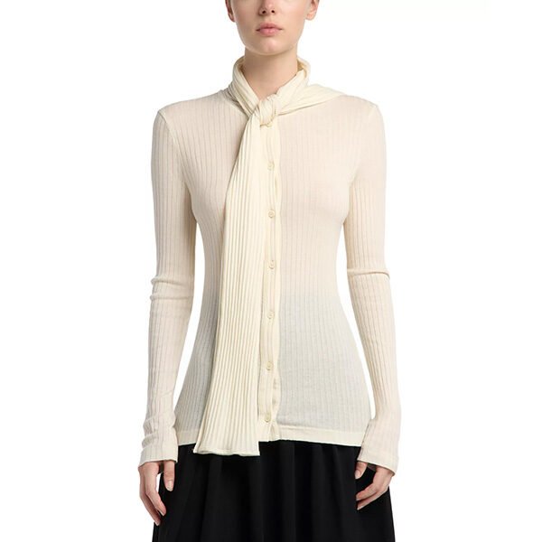 Ribbed Top - Sculptural Scarf Jersey Ecru | TOTEME