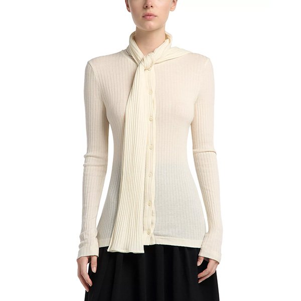 Ribbed Top - Sculptural Scarf Jersey Ecru | TOTEME